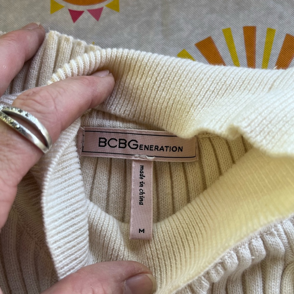BCBGeneration Cream Ribbed half neck Sweater - Picture 3 of 4